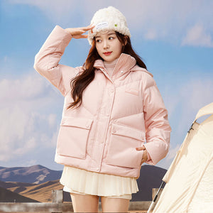 23H1021 Shascullfites Melody Candy Color Down Jacket Women Hooded Down Coat Korean Thick Warm Outerwear Women's Clothing Short