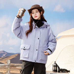23H1022 Shascullfites Melody Hooded Coat Outwear 2024 Winter New Fashion White Duck Down Short Jacket Women Thick Warm Loose