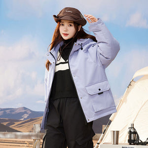 23H1022 Shascullfites Melody Hooded Coat Outwear 2024 Winter New Fashion White Duck Down Short Jacket Women Thick Warm Loose
