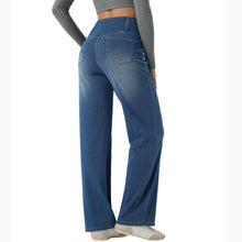 Load image into Gallery viewer, Shascullfites Blue Wash High Waist Women's Jeans Stretch Denim Jeans Soft Casual Straight Jeans Crossover
