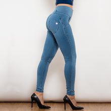 Load image into Gallery viewer, 30030HWDLBJ Shascullfites High Waist Dark Thread Light Blue Jeans
