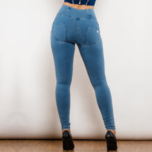 Load image into Gallery viewer, 30030HWDLBJ Shascullfites High Waist Dark Thread Light Blue Jeans