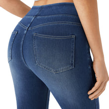 Load image into Gallery viewer, Shascullfites High Waisted Tummy Control Bootcut Jeans Blue Washed Stretchy Knit Casual Multiple Pockets Pull-On