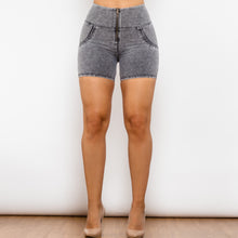 Load image into Gallery viewer, 4068HGLJS Shascullfites High Waist Dark Thread Grey Shorts