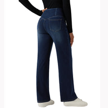 Load image into Gallery viewer, Shascullfites High Waisted Tummy Control Dark Blue Casual Straight Leg Jeans Crossover Design with Pockets for Women