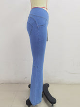 Load image into Gallery viewer, SH202 Shascullfites Light Blue X Cross Flare G2 Lift Jeggings