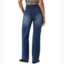 Load image into Gallery viewer, Shascullfites High Waist Dark Blue Wash Stretch Denim Jeans for Women Soft Casual Straight Crossover Fit with Pockets