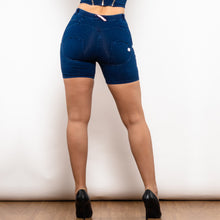 Load image into Gallery viewer, 4065MDblueLJS Shascullfites Shorts Middle Waist Dark Thread Dark Blue Shorts