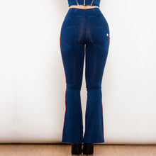 Load image into Gallery viewer, 81004DBHJFS Shascullfites Melody High Waist Dark Thread Dark Blue Flare Jeans with Stripe
