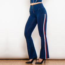 Load image into Gallery viewer, 81004DBHJFS Shascullfites Melody High Waist Dark Thread Dark Blue Flare Jeans with Stripe