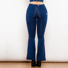 Load image into Gallery viewer, 81005DBMJFS Shascullfites Melody Mid Waist Dark Thread Blue Flare Jeans with Stripe