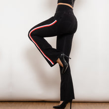 Load image into Gallery viewer, 81008BHJFS Shascullfites Melody High Waist Dark Thread Black Flare Jeans with Stripe