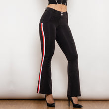 Load image into Gallery viewer, 81009BMJFS Shascullfites Melody High Waist Dark Thread Light Blue Flare Jeans with Stripe