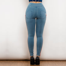 Load image into Gallery viewer, 30HWDLblueJS Shascullfites Melody High Waist Dark Thread Light Blue Jeans with Stripe
