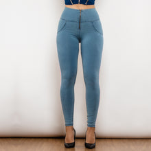Load image into Gallery viewer, 30HWDLblueJS Shascullfites Melody High Waist Dark Thread Light Blue Jeans with Stripe