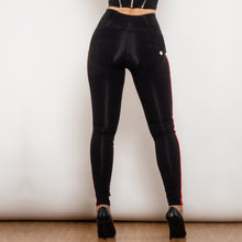 Load image into Gallery viewer, 30823BSLJB Shascullfites Melody High Waist Dark Thread Black Jeans Button Style with Stripe