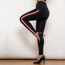 Load image into Gallery viewer, 30823BSLJB Shascullfites Melody High Waist Dark Thread Black Jeans Button Style with Stripe