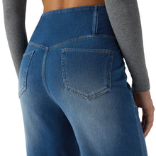 Load image into Gallery viewer, Shascullfites Blue Wash High Waist Women's Jeans Stretch Denim Jeans Soft Casual Straight Jeans Crossover