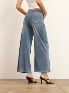 622879 Shascullfites Women's Wide Leg Stretch Jeans Light Blue Flare Pants Denim Straight Trousers Sexy Fit Casual Jeans