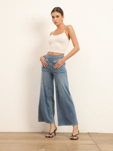 622879 Shascullfites Women's Wide Leg Stretch Jeans Light Blue Flare Pants Denim Straight Trousers Sexy Fit Casual Jeans