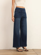 Load image into Gallery viewer, 622885 Shascullfites High Waist Straight Jeans for Women Stretchy Dark Blue Casual Loose Wide Leg Trousers