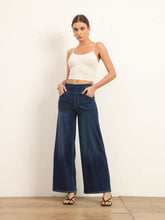 Load image into Gallery viewer, 622885 Shascullfites High Waist Straight Jeans for Women Stretchy Dark Blue Casual Loose Wide Leg Trousers
