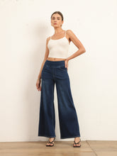 Load image into Gallery viewer, 622885 Shascullfites High Waist Straight Jeans for Women Stretchy Dark Blue Casual Loose Wide Leg Trousers