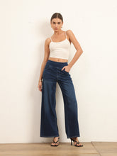 Load image into Gallery viewer, 622885 Shascullfites High Waist Straight Jeans for Women Stretchy Dark Blue Casual Loose Wide Leg Trousers