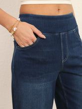 Load image into Gallery viewer, 622885 Shascullfites High Waist Straight Jeans for Women Stretchy Dark Blue Casual Loose Wide Leg Trousers
