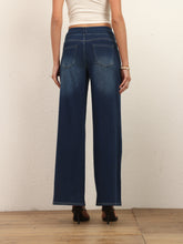 Load image into Gallery viewer, 622885 Shascullfites High Waist Straight Jeans for Women Stretchy Dark Blue Casual Loose Wide Leg Trousers