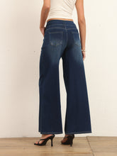 Load image into Gallery viewer, 622885 Shascullfites High Waist Straight Jeans for Women Stretchy Dark Blue Casual Loose Wide Leg Trousers