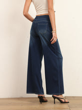 Load image into Gallery viewer, 622885 Shascullfites High Waist Straight Jeans for Women Stretchy Dark Blue Casual Loose Wide Leg Trousers