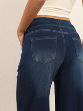 Load image into Gallery viewer, 622885 Shascullfites High Waist Straight Jeans for Women Stretchy Dark Blue Casual Loose Wide Leg Trousers
