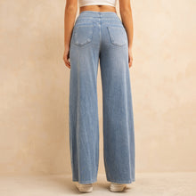 Load image into Gallery viewer, FSLS2082LWidejsLB Shascullfites Melody Light Blue Women&#39;s Summer Jeans Baggy Wide Leg Elastic High Waist Pockets