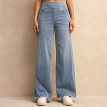 Load image into Gallery viewer, FSLS2082LWidejsLB Shascullfites Melody Light Blue Women&#39;s Summer Jeans Baggy Wide Leg Elastic High Waist Pockets