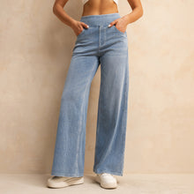 Load image into Gallery viewer, FSLS2082LWidejsLB Shascullfites Melody Light Blue Women&#39;s Summer Jeans Baggy Wide Leg Elastic High Waist Pockets