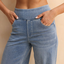 Load image into Gallery viewer, FSLS2082LWidejsLB Shascullfites Melody Light Blue Women&#39;s Summer Jeans Baggy Wide Leg Elastic High Waist Pockets