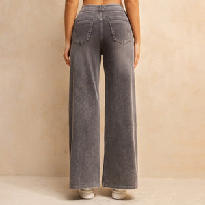 FSLS2082LWidejsMLG Shascullfites Full-Length Wide Leg Jeans Stretch Cotton Light Grey Wash Casual Pants with Multiple Pockets Baggy Fit