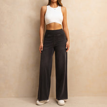 Load image into Gallery viewer, FSLS2082LWidejsDG Shascullfites Melody Dark Grey Women&#39;s Wide Leg Jeans Multiple Pockets Stretchy Knit Casual Baggy Jeans