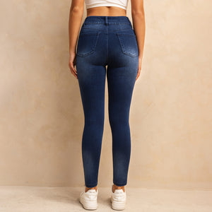 23S11AT1612DB Shascullfites Melody High Waisted Button Zipper Skinny Jeans Dark Blue Jean Lifts Buttocks Strerch Women's Jeans
