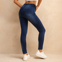 Load image into Gallery viewer, 23S11AT1612DB Shascullfites Melody High Waisted Button Zipper Skinny Jeans Dark Blue Jean Lifts Buttocks Strerch Women&#39;s Jeans