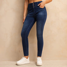 Load image into Gallery viewer, 23S11AT1612DB Shascullfites Melody High Waisted Button Zipper Skinny Jeans Dark Blue Jean Lifts Buttocks Strerch Women&#39;s Jeans