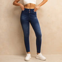 Load image into Gallery viewer, 23S11AT1612DB Shascullfites Melody High Waisted Button Zipper Skinny Jeans Dark Blue Jean Lifts Buttocks Strerch Women&#39;s Jeans