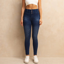 Load image into Gallery viewer, 23S11AT1612DB Shascullfites Melody High Waisted Button Zipper Skinny Jeans Dark Blue Jean Lifts Buttocks Strerch Women&#39;s Jeans
