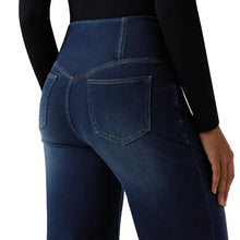 Load image into Gallery viewer, Shascullfites High Waisted Tummy Control Dark Blue Casual Straight Leg Jeans Crossover Design with Pockets for Women