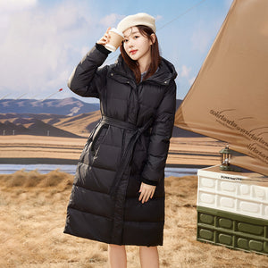 K2023B0011 Shascullfites Melody Women Winter Clothes Women's Long Down Coat Fashionable White Duck Down Warm Jacket Female Hooded