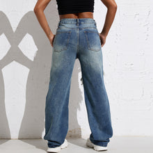 Load image into Gallery viewer, RW102 Shascullfites Melody Blue Wash Ripped Retro Stright Leg Jeans Women&#39;s Pants Denim Pants Jeans Wide Streetwear