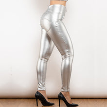 Load image into Gallery viewer, 716SLHPR Shascullfites Melody Silver Leather High Waist Pants with Ring Zipper