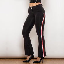 Load image into Gallery viewer, 81009BMJFS Shascullfites Melody High Waist Dark Thread Light Blue Flare Jeans with Stripe