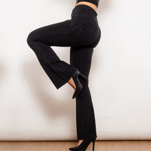 Load image into Gallery viewer, 30123BFLJB Shascullfites Melody Black Flared Lift Jeggings Button Up